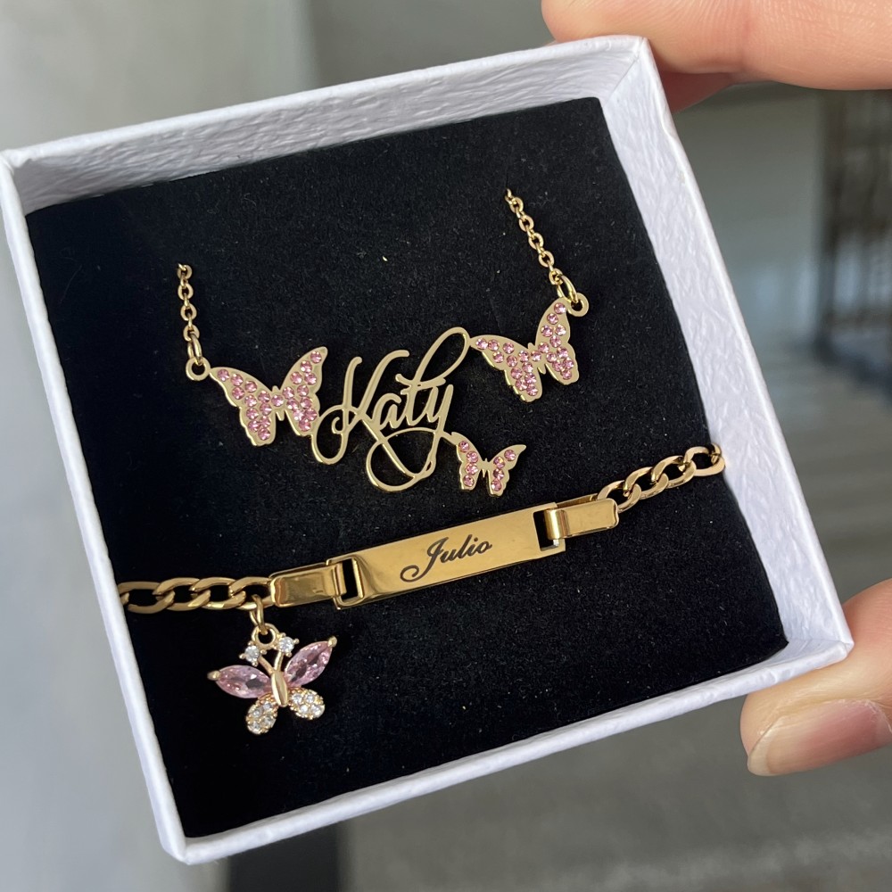 Women Accessories Gift Set - DUOYING 맞춤형 핑크 나비 세트, 맞춤형