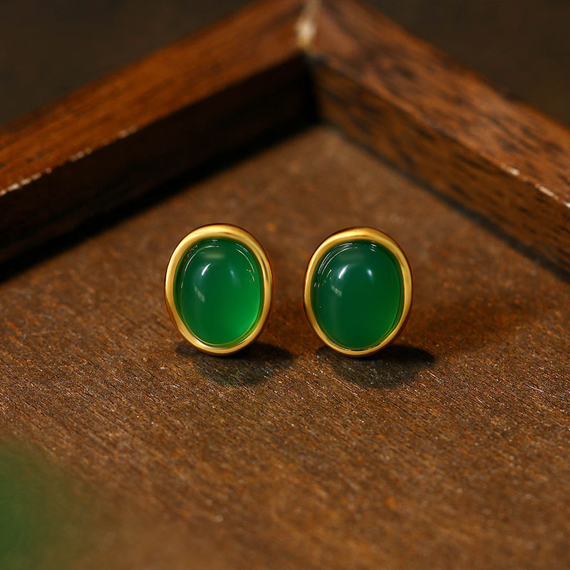 Women Accessories Earrings - 녹색 천연 옥 귀걸이 부적 여성용