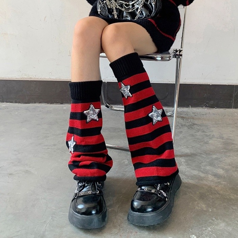 Women'S Emo Accessories - 크리스마스 고딕 스트라이프 디자인 레그 워머