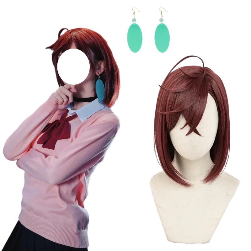 Women Accessories Earrings - 애니메이션 모모 아야세 코스프레용 갈색 가발,
