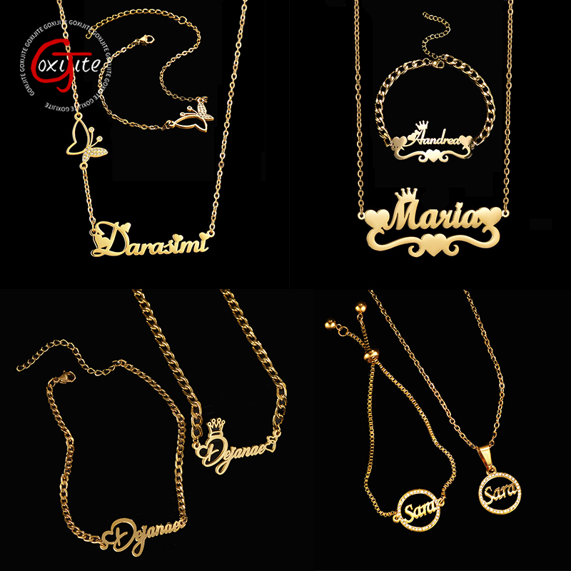 Women Accessories Gift Set - Goxijite 사용자 정의 이름 목걸이 세트