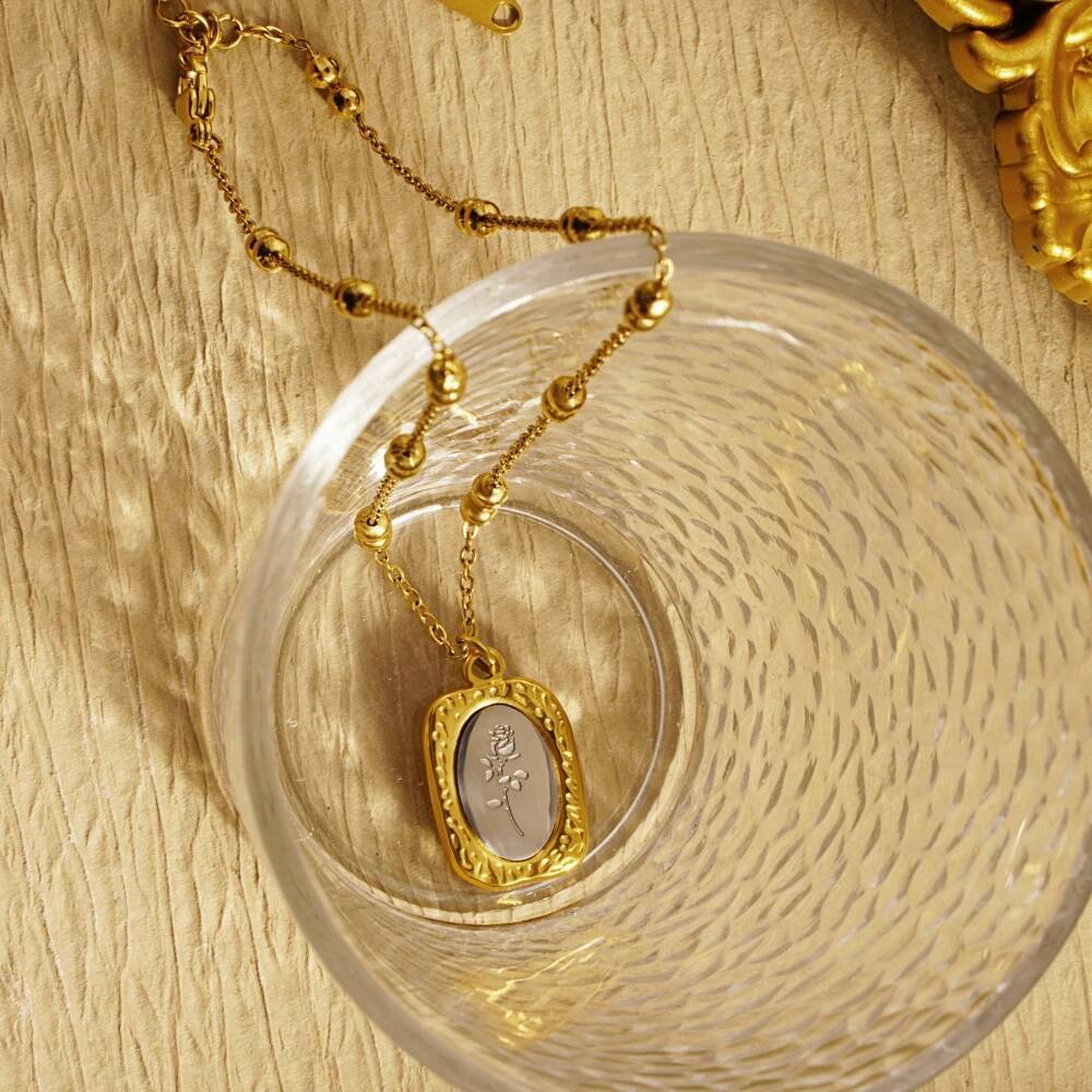 Coin Necklace Delicate - 스테인리스 스틸 패션 장미꽃 섬세한 여성용