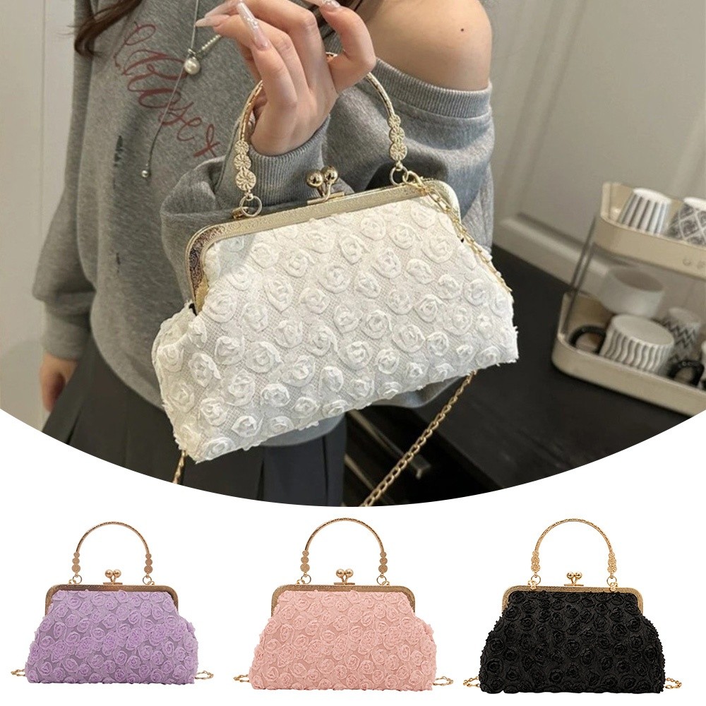 Women'S Accessories Purse - 럭셔리 클립 숄더백 3D 플라워 쉘