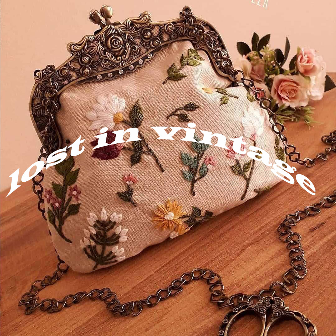 Women'S Accessories Purse - 빈티지 플로럴 클러치 메탈 프레임 키스락