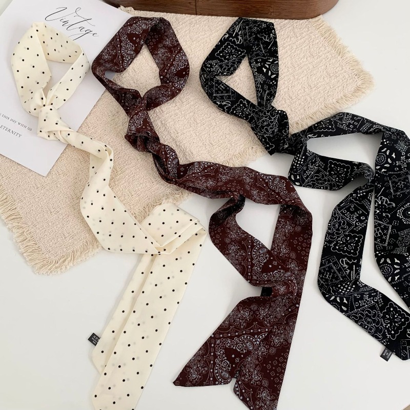 Women'S Accessories For Neck - 여성용 롱 폴카 도트 스키니 스카프,
