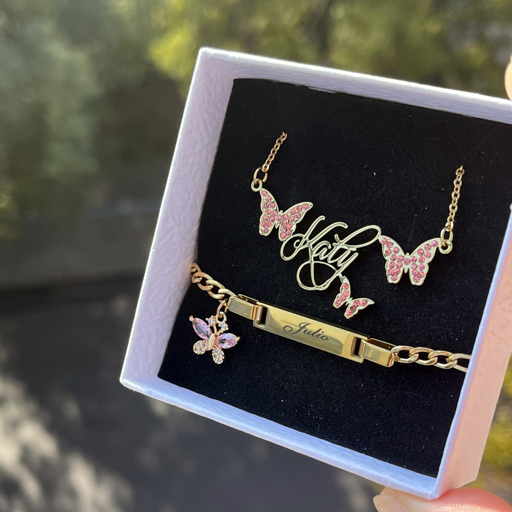DUOYING 맞춤형 핑크 나비 세트, 맞춤형 탄생석  - Women Accessories Gift Set 리뷰 및 가격
