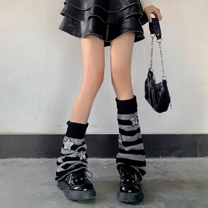 크리스마스 고딕 스트라이프 디자인 레그 워머 로리타 요 - Women'S Emo Accessories 리뷰 및 가격