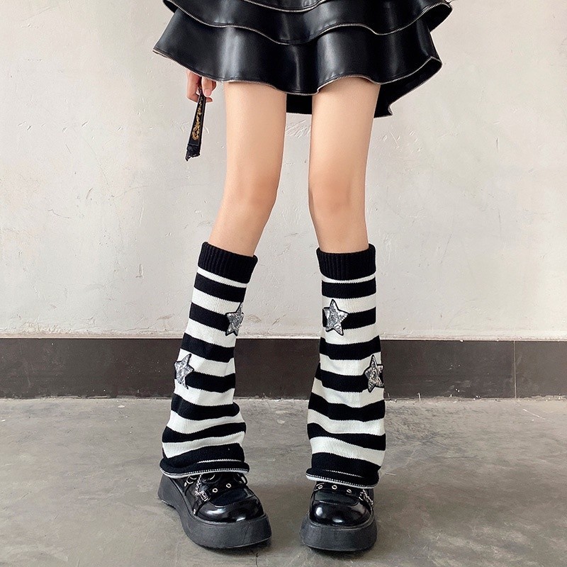 크리스마스 고딕 스트라이프 디자인 레그 워머 로리타 요 - Women'S Emo Accessories 리뷰 및 가격