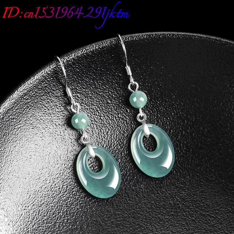 미얀마 비취 반지 귀걸이 925 실버 여성용 선물 천연 - Women Accessories Earrings 리뷰 및 가격