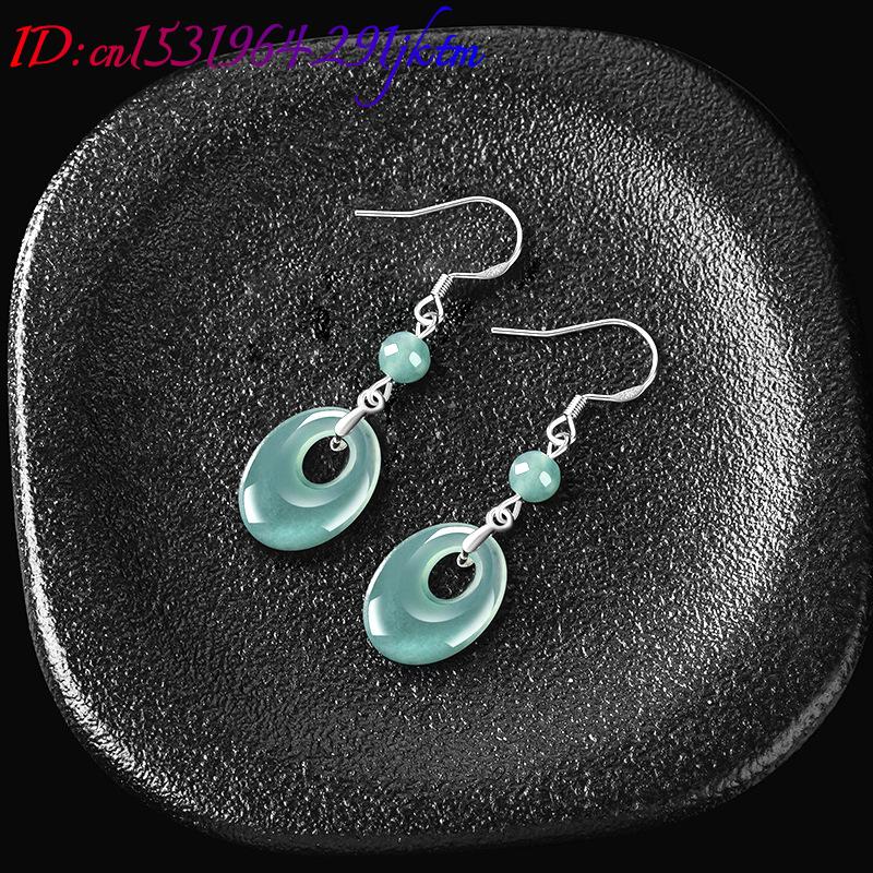 미얀마 비취 반지 귀걸이 925 실버 여성용 선물 천연 - Women Accessories Earrings 리뷰 및 가격