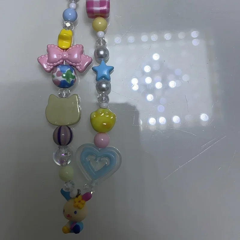 만화 우사하나 다채로운 비즈 폰 참 학생 가방 지퍼 키 - Women'S Keychain Accessories 리뷰 및 가격