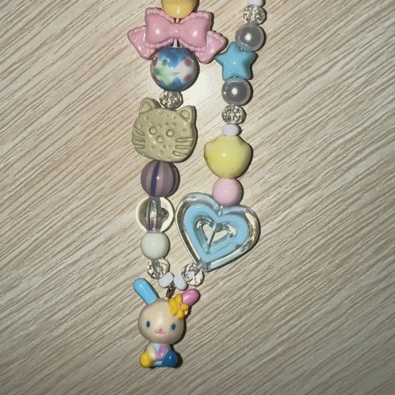 만화 우사하나 다채로운 비즈 폰 참 학생 가방 지퍼 키 - Women'S Keychain Accessories 리뷰 및 가격