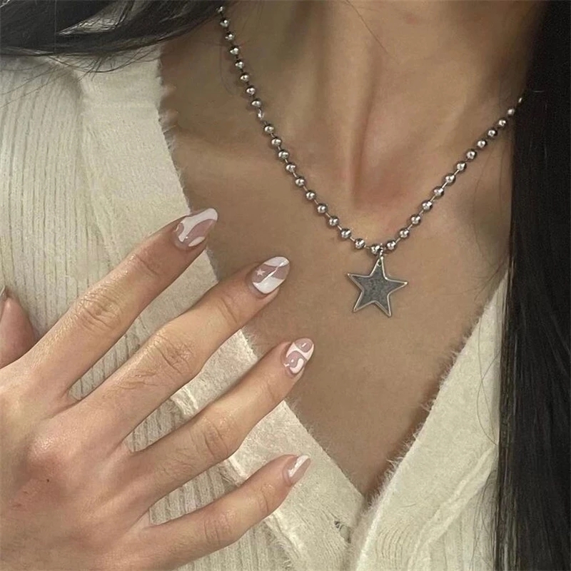 Kpop 쿨 펑크 빈티지 스타 펜던트 체인 목걸이 남성 - Women'S Emo Accessories 리뷰 및 가격