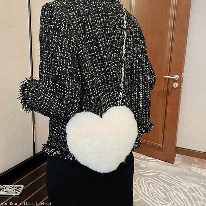 패션 여성 하트 모양 인조 퍼 크로스바디 백 귀여운 소 - Women'S Accessories Purse 리뷰 및 가격