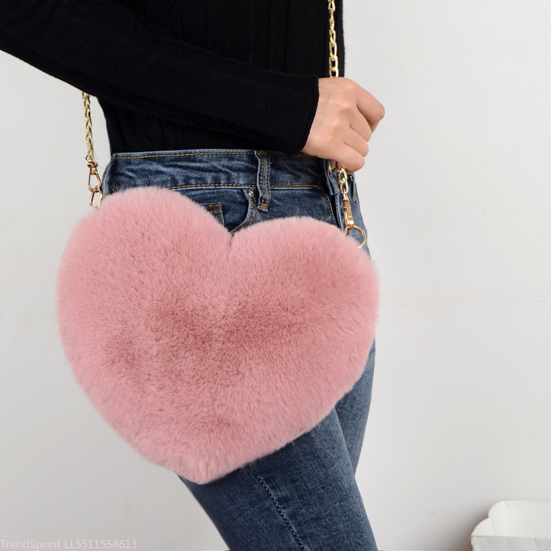 패션 여성 하트 모양 인조 퍼 크로스바디 백 귀여운 소 - Women'S Accessories Purse 리뷰 및 가격