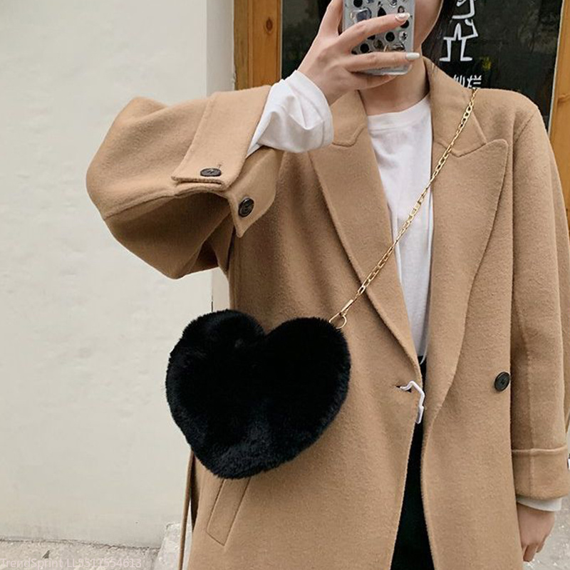 패션 여성 하트 모양 인조 퍼 크로스바디 백 귀여운 소 - Women'S Accessories Purse 리뷰 및 가격
