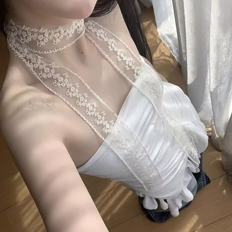 레이스 리본 스카프 흰색 얇은 긴 경량 이중 목적 넥  - Women'S Accessories For Neck 리뷰 및 가격