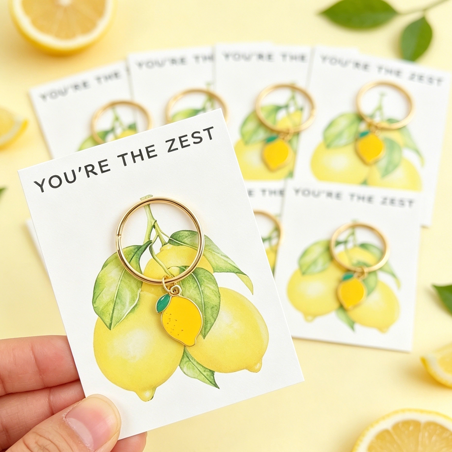 7개의 세련된 레몬 열쇠고리에는 긍정적인 레몬 카드가  - Women'S Keychain Accessories 리뷰 및 가격