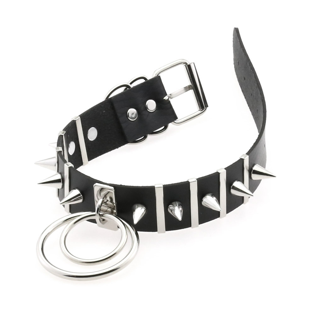큰 스파이크 초커 가죽 목걸이 여성을위한 금속 펑크 목 - Women'S Emo Accessories 리뷰 및 가격