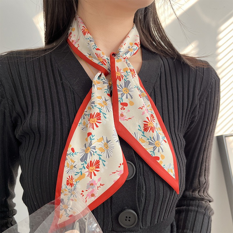 여성 패션 레드 플로럴 스카프 새로운 스타일 다용도 가 - Women'S Accessories For Neck 리뷰 및 가격