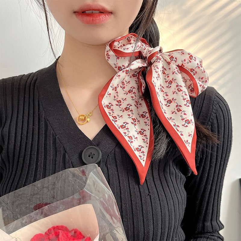 여성 패션 레드 플로럴 스카프 새로운 스타일 다용도 가 - Women'S Accessories For Neck 리뷰 및 가격