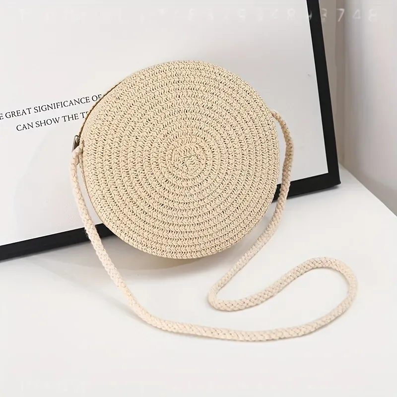 여성용 원형 라탄 크로스백, 수제 니트 짚 소형 숄더  - Women'S Accessories Purse 리뷰 및 가격