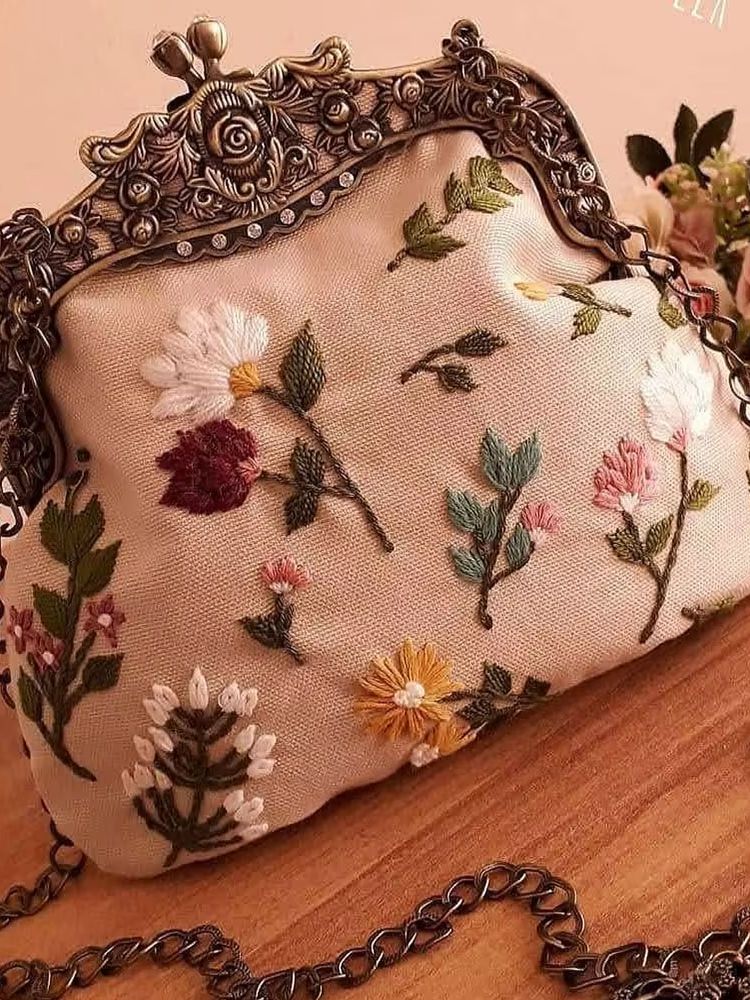 빈티지 플로럴 클러치 메탈 프레임 키스락 이브닝 클러치 - Women'S Accessories Purse 리뷰 및 가격