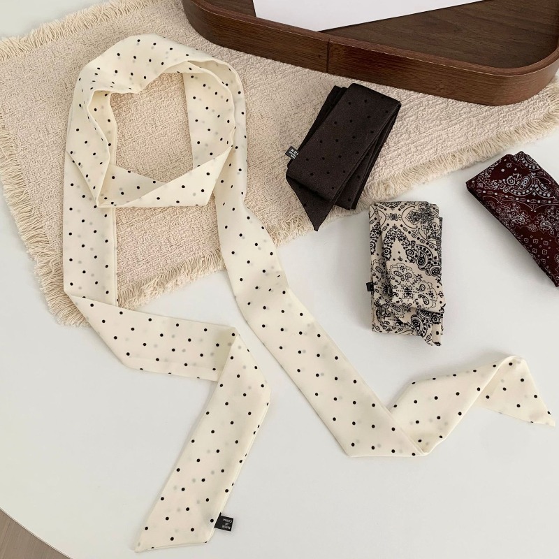 여성용 롱 폴카 도트 스키니 스카프, 빈티지 레트로 리 - Women'S Accessories For Neck 리뷰 및 가격